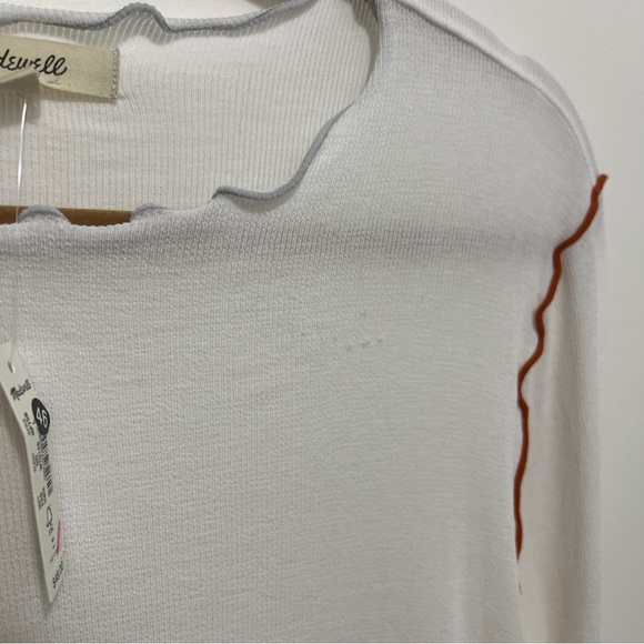 Madewell Contrast-Stitched Crewneck Crop Tee L NWT Flaws - Picture 3 of 13